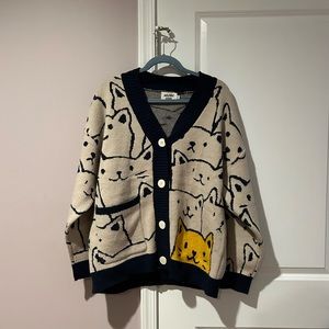 Cat Print Cardigan